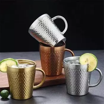 300 мл креативные пивные кружки из нержавеющей стали с ручкой для кофе, чая, напитков, чашек, домашней кухни, стаканов, рождественских подарков 300ml