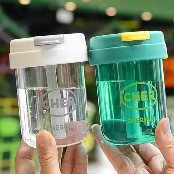 300 мл мини-бутылка для воды с трубочкой, устойчивая к падениям, симпатичная чашка для кофе и чая, посуда для питья, переносная спортивная бутылка для воды, чашка белый