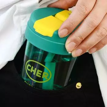 300 мл мини-бутылка для воды с трубочкой, устойчивая к падениям, симпатичная чашка для кофе и чая, посуда для питья, переносная спортивная бутылка для воды, чашка чёрный