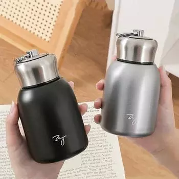 300 мл мини-термос из нержавеющей стали, двойная модная портативная карманная термос-чашка для кофе и чая, термобутылка для воды, стакан 300ml чёрный