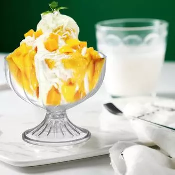 300 мл миска для десерта, прозрачная многоразовая небьющаяся акриловая детская чашка для мороженого, молочного коктейля зелёный