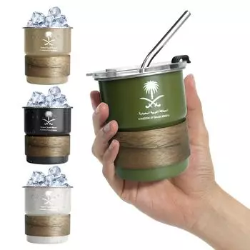 300 мл национальный герб Саудовской Аравии логотип кофейная кружка из нержавеющей стали для воды походная пивная кружка с крышкой соломинка для подарка 300ML зелёный