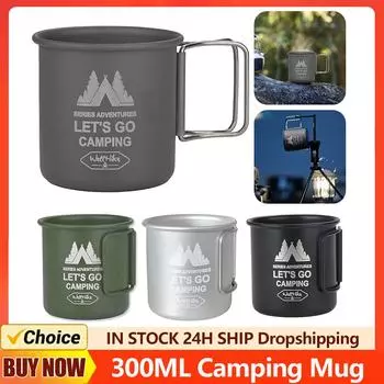 300 мл походная кружка для воды из алюминиевого сплава, походная кружка со складной ручкой, дорожная кофейная кружка, сверхлегкое кухонное оборудование для улицы