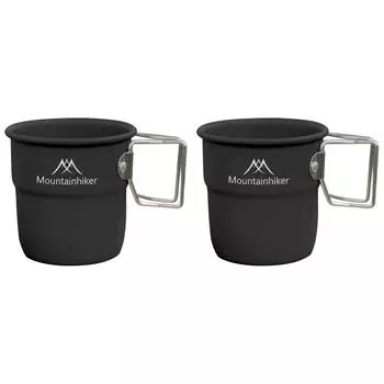 300 мл походная кружка со складной ручкой для походов с рюкзаком (черный) QD