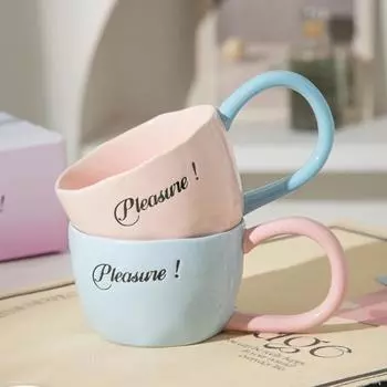 300 мл простая английская кофейная чашка для пары, керамическая чашка для завтрака, овсянки, молока, чая, студентов, пары, посуда, подарки, кружка 300ML синий