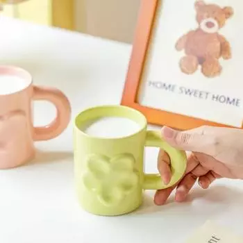 300 мл рельефная керамическая кружка креативный дизайн в виде цветка и сердца кофейная чашка для домашнего завтрака молоко овсянка йогурт чашки посуда подарки 301-400ml