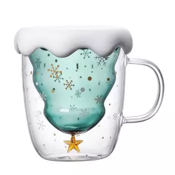 300 мл Рождественская чашка Ins Cartoon Double Cup Милый подарок с крышкой Чашка для воды Бытовая двойная