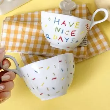 300 мл ручная нестандартная керамическая кружка с тиснением в виде сахарной иглы чашка для завтрака, молока, кофе, теплоизоляция, чашка для воды, подарки на день рождения 301-400ml