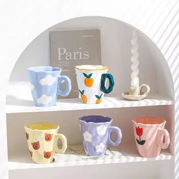 300 мл Синее облако кружка для рук креативная керамическая чашка для молока, кофе, нестандартная чашка для чая, молока, сока, воды, подарок для офиса и студентов 300ml