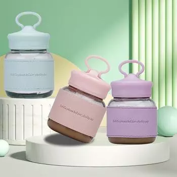 300 мл стеклянная бутылка для воды с держателем для телефона, портативная многоцветная кружка для соевого молока и кофе, термоизолированный рукав, мини-стеклянная чашка для встряхивания синий