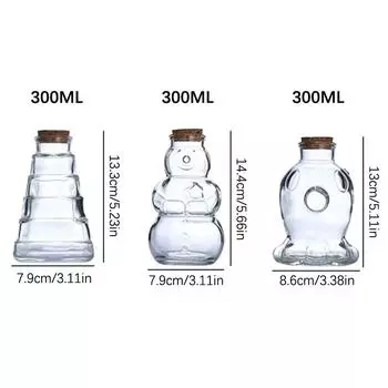 300 мл стеклянные прозрачные банки для сока с алюминиевой крышкой для бутылки, стеклянная бутылка в виде снеговика, осьминога, пирамиды