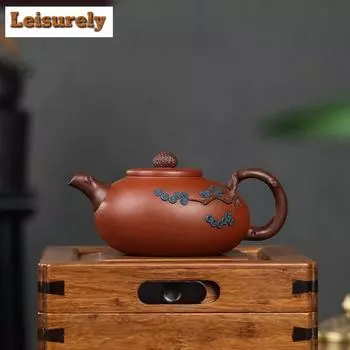 300 мл традиционный исинский фиолетовый глиняный чайник ручной работы из сосновой шишки чайник из сырой руды красный циншуйский глиняный чайник китайский чайный сервиз цзыша чайная утварь
