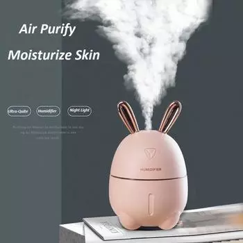 300 мл ультразвуковой увлажнитель воздуха кролик Usb аромат эфирного масла диффузор офисный автомобиль увлажнитель с цветной светодиодной лампой для ребенка White and 10 filters