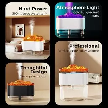 300 мл увлажнитель воздуха офисный очиститель диффузор USB ультразвуковой холодный туман распылитель для дома красочный пламя ночник белый