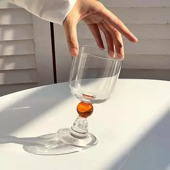 300 мл Винтажный прозрачный янтарный черный зеленый бокал с шарообразным носком в стиле красного вина, бокалы для игристого вина, 1 шт. 201-300ml