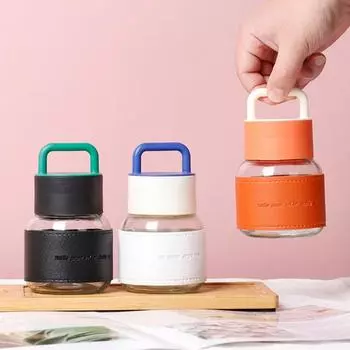 300 мл Высокий внешний вид уровня чашка с ручкой стеклянная чашка для воды мини милый молочный сок чашка питьевая чашка для улицы оранжевый