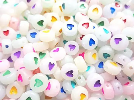 300 Pieces Heart Pattern Luminous Beads 7mm Mixed Assortment Luminous Huey Handicraft Materials Huey H1570S54 Hole 1.1mm