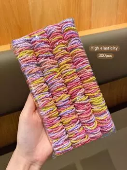 300 разноцветных маленьких резинок, подходящих для ежедневного использования в качестве резинок для волос и аксессуаров