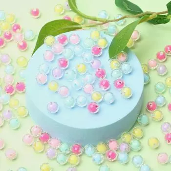 300 шт./200 шт. сэндвич DIY ювелирных изделий акриловые прозрачные круглые 8/10 мм граненые креативные свободные бусины оптом аксессуары для рукоделия ярких цветов 8mm/300pcs разноцветный