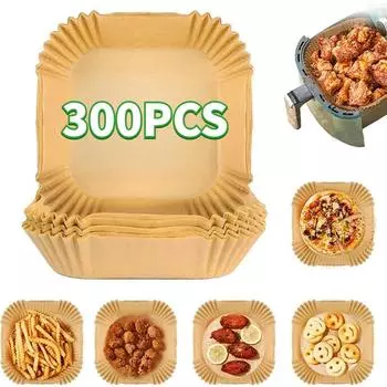 300 шт. бумага для выпечки для домашней и кухонной фритюрницы, противень для барбекю, круглый коврик для духовки, одноразовое маслостойкое бумажное покрытие square-50pcs