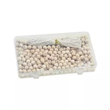 300 шт. деревянных бусин-разделителей диаметром 10 мм с веревкой 10 м для самостоятельного изготовления ювелирных изделий