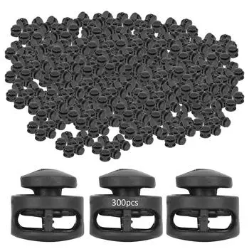 300 шт. Двойные отверстия пружинные замки для шнура сплющенные круглые нейлоновые аксессуары для одежды