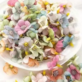 300 шт. искусственных мини-цветочных головок, красочные шелковые поддельные разноцветные маленькие ромашки для самостоятельного украшения праздничной свадебной вечеринки домашнего сада разноцветный