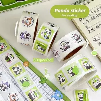 300 шт. милые мультяшные наклейки-панды для упаковки фотокарточек Kpop, пузырчатая упаковка, картонный чехол для телефона Kawaii Girl Scrapbook, декор
