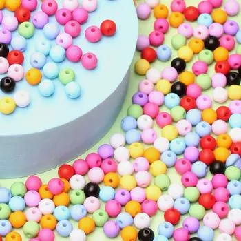 300 шт., модные 8 мм, свободные для ювелирных изделий, однотонные акриловые цвета, акриловые ювелирные изделия, изготовление матовых бусин, бусины «сделай сам», фурнитура разноцветный