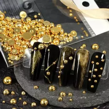 300 шт. модные полукруглые бусины для ногтей, подвески золотого, серебряного цвета, подходят для DIY, круглые плоские задние украшения для дизайна ногтей, принадлежности