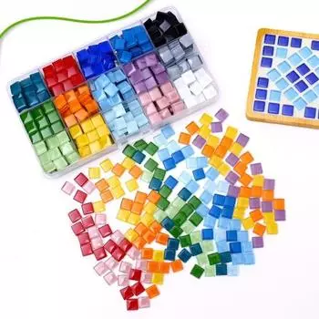 300 шт. Мозаичные стеклянные плитки с гладкой поверхностью, яркие цветные мозаичные плитки, сделай сам, блестящие F