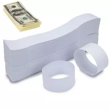 300 шт., пачки денежных лент, самозапечатывающиеся, профессиональные, прочные, белые, чистые, бумажные ремни для наличных, обертки, супермаркет, бухгалтер, банковские принадлежности белый