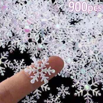 300 шт./пакет 2 см рождественские снежинки конфетти искусственные поддельные снежинки нашивка рождественские елочные украшения для домашней вечеринки декор поставки 300pcs