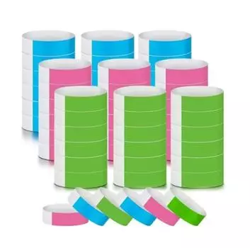 300 шт. Синтетические бумажные браслеты одноразовые водонепроницаемые бумажные браслеты для мероприятий розовый/зелёный