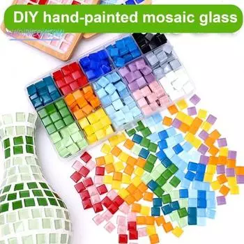 300 шт стеклянная мозаика с гладкой поверхностью-яркие цвета мозаичная плитка DIY поделки блестящее стекло для домашних поделок G