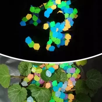 300 шт. светящийся камень, гладкий, несколько цветов, дополнительный мини-светящийся в темном ромбе аквариумный камень белый