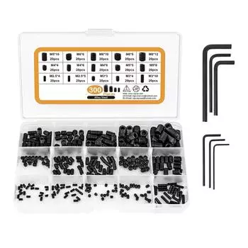 300 шт. Винты с шестигранной головкой Винты с внутренним шестигранником из нержавеющей стали Винты с внутренним шестигранником от 2,5 до 8 мм