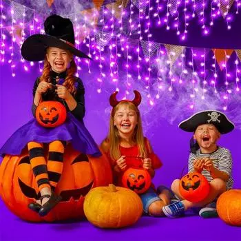 300 светодиодных фиолетовых сосулек для Хэллоуина, наружная 9-метровая фиолетовая сосулек, наружная рождественская сосулек, 30 В постоянного тока для праздничного декора 220V EU UK AU Plug теплый белый