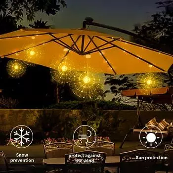 300 светодиодов Солнечные огни Фейерверки Пульт дистанционного управления Таймер 8 режимов Регулируемая яркость Водонепроницаемый Подвесной Светильник для Вечеринки Освещение Палатки