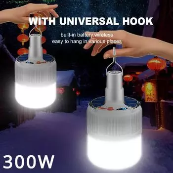 60 Вт прочная встроенная солнечная светодиодная лампа для улицы, водонепроницаемая, для зарядки, ночной рынок, лампа для освещения, блок питания, дисплей, мобильное освещение для кемпинга 200W