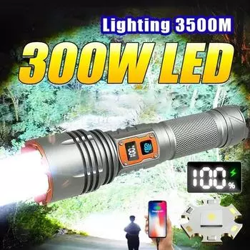 300 Вт светодиодный фонарик высокой мощности 3500 метров сверхдальний фонарик зум перезаряжаемый фонарик уличный рабочий фонарь для кемпинга Kit A