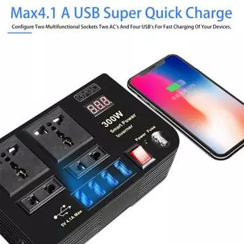 300 Вт Универсальный Многократная Защита Простота в Эксплуатации Автомобильный Инвертор Адаптер DC 12 В в AC 220 В 4 USB Порта Автомобильные Принадлежности