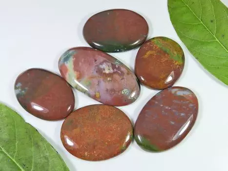 300Cts. Натуральный красный кровавый камень овальный кабошон россыпью драгоценный камень 6 шт. лот 34-47 мм RQ-1129