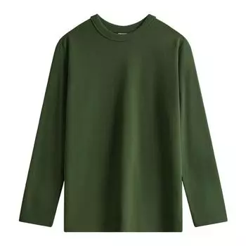 300G Американский ретро чистый хлопок военный зеленый круглый вырез мужской и женский длинный рукав футболка базовая рубашка M чёрный
