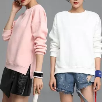 300gsm Высококачественная женская флисовая зимняя теплая толстовка повседневная спортивная с круглым вырезом пуловеры толстовка S чёрный