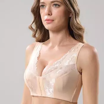 300jin нижнее белье большого размера с пуговицами спереди Бесследный жилет Кроличьи ушки Ультратонкий бюстгальтер с сборкой для предотвращения провисания Красивая спина