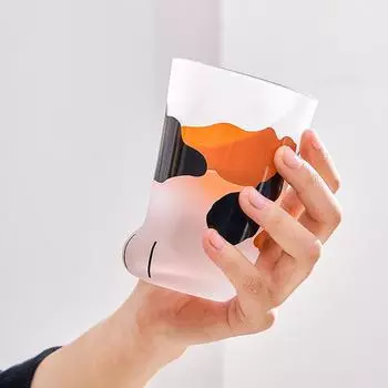 300ml 10oz Kawaii Cat Claw Leg Cup Milk Water Coffee Glass Frosted Glass Cup Cut Lovely Cat Foot Print Mug 1 Piece 201-300ml