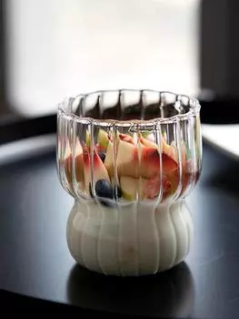 300ML Ins Iced Milk Coffee Glass Cups Ribbed Drinking Glasses Glassware For Cocktail Beer Soda Juice Home Bar Party 300ml