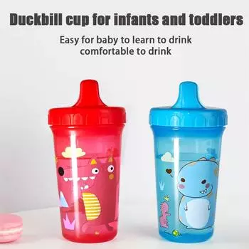 300ml Large Capacity Drop-proof Spill-proof Mug Duckbill Mug Cartoon Elephant Dinosaur Summer Mug Cold & Heat Resistant