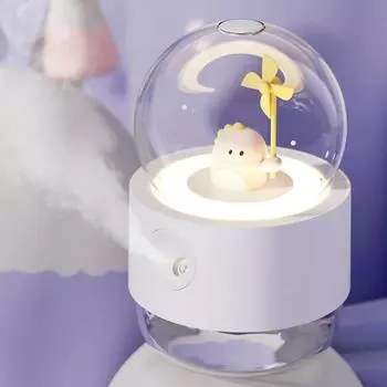 300ml Wireless Air Humidifier Rechargeable Rotating Music Humidifier Cute Night Lamp Home Diffuser Warm Christmas Gift